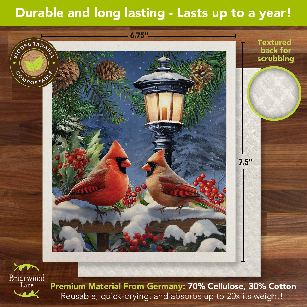 Swedish Dishcloth Red Birds