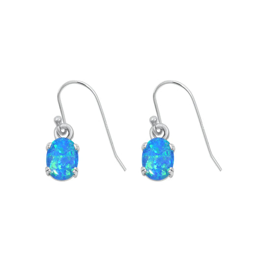 Sterling Silver Lab Opal Earrings